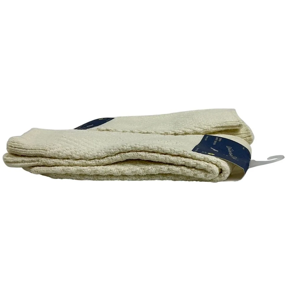 2 Pairs Universal Thread‎ Crew Boot Socks Women's 4-10 Beige Textured Super Soft